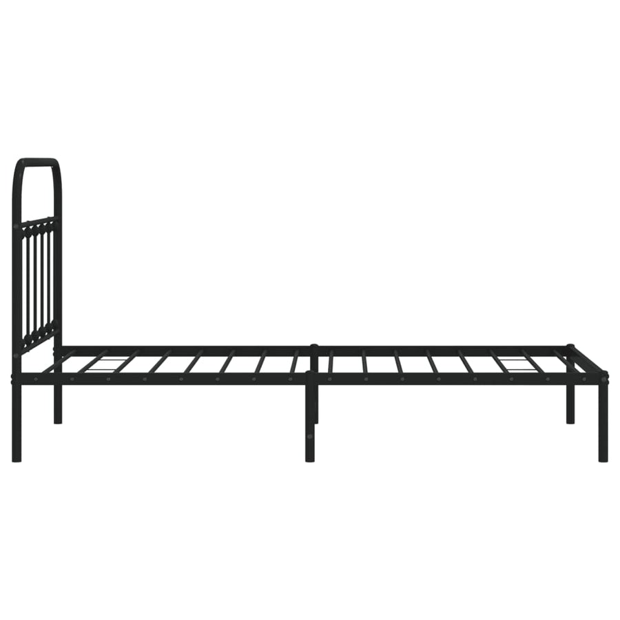 Bedframe Metaal 100 x 190 cm Zwart met hoofdbord