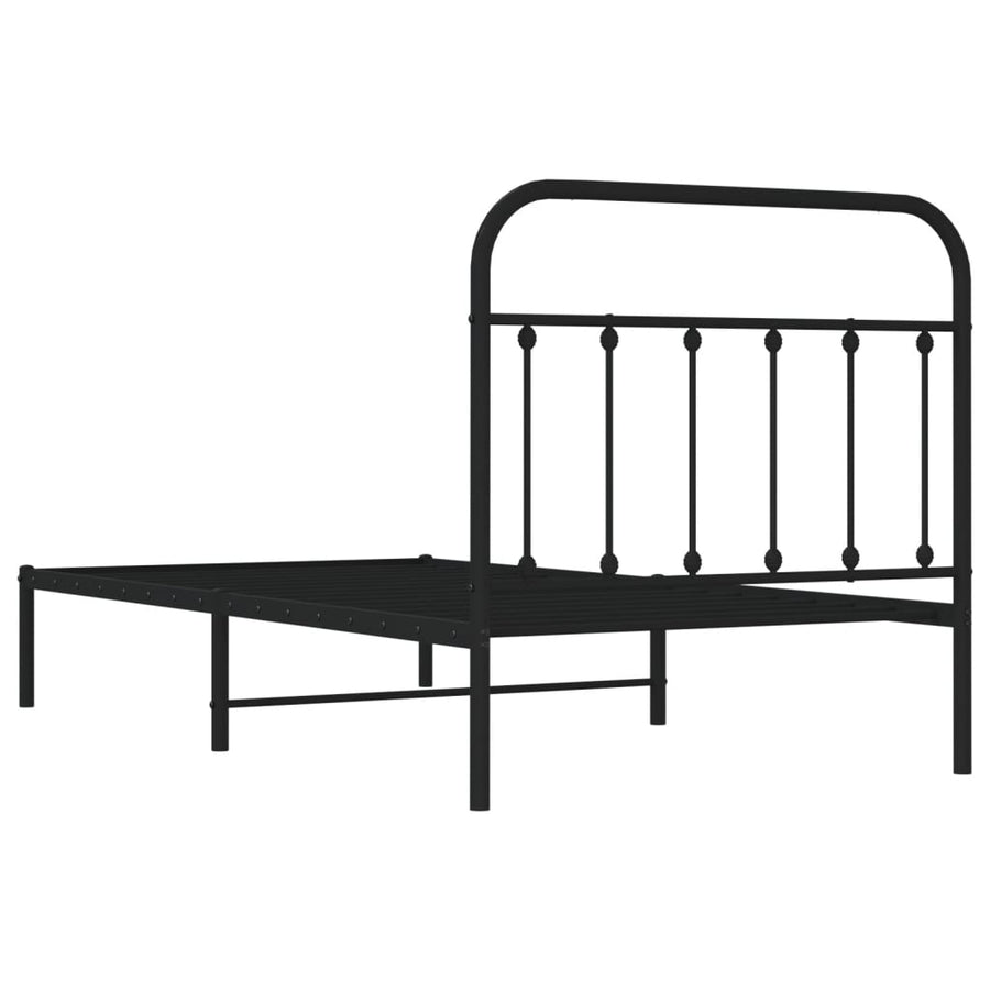 Bedframe Metaal 100 x 190 cm Zwart met hoofdbord