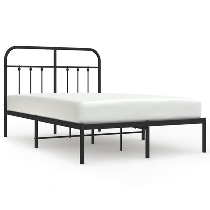 Bedframe Metaal 120 x 190 cm Zwart met hoofdbord