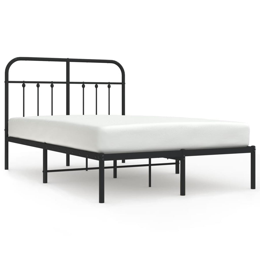 Bedframe Metaal 120 x 190 cm Zwart met hoofdbord