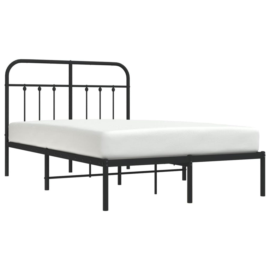 Bedframe Metaal 120 x 190 cm Zwart met hoofdbord