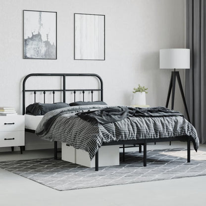 Bedframe Metaal 120 x 190 cm Zwart met hoofdbord