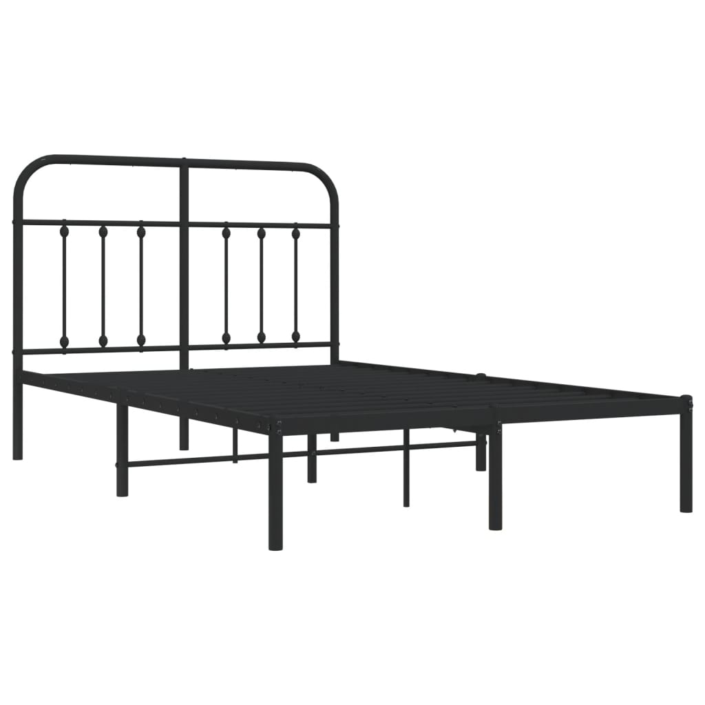 Bedframe Metaal 120 x 190 cm Zwart met hoofdbord