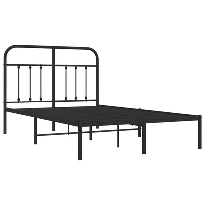 Bedframe Metaal 120 x 190 cm Zwart met hoofdbord