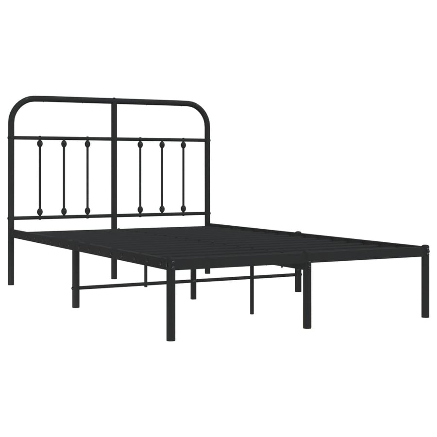 Bedframe Metaal 120 x 190 cm Zwart met hoofdbord