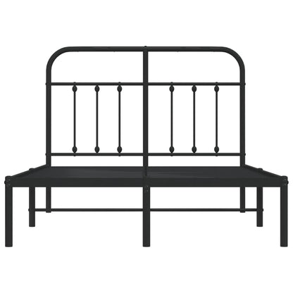 Bedframe Metaal 120 x 190 cm Zwart met hoofdbord