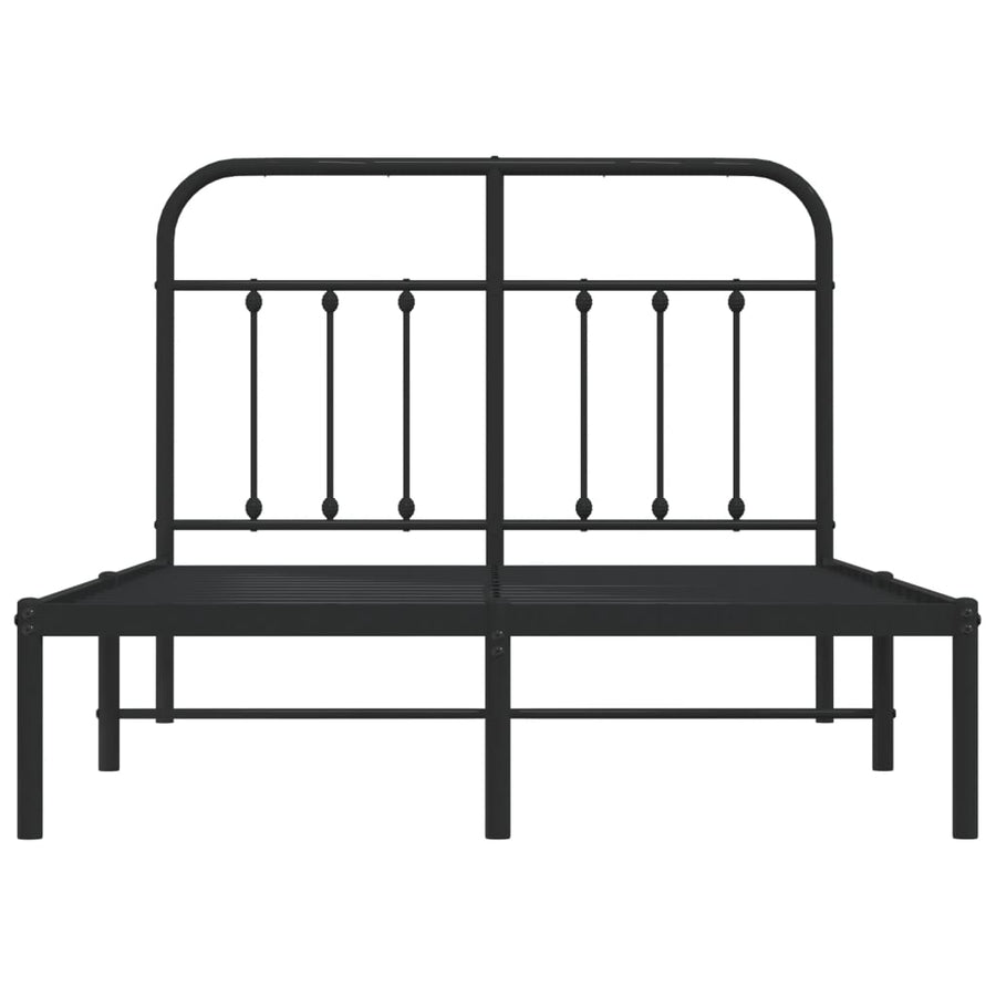 Bedframe Metaal 120 x 190 cm Zwart met hoofdbord