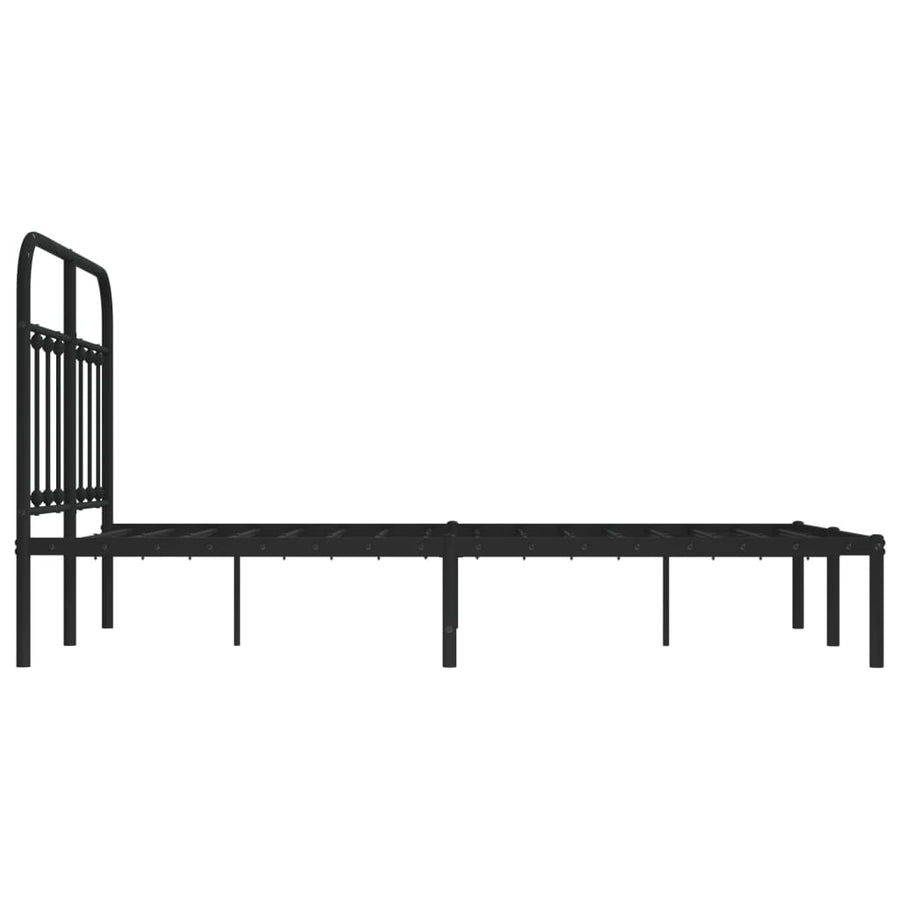 Bedframe Metaal 120 x 190 cm Zwart met hoofdbord