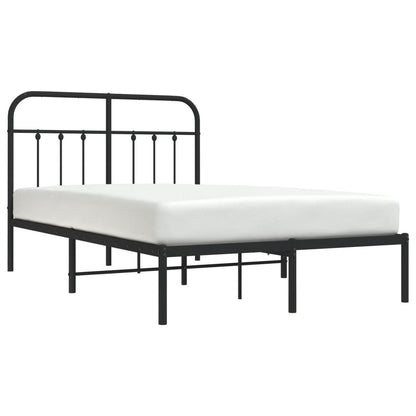 Bedframe Metaal 120 x 200 cm Zwart met hoofdbord