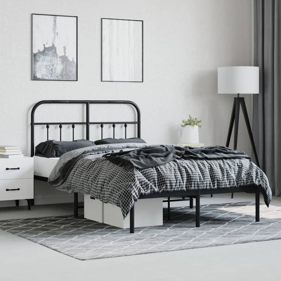 Bedframe Metaal 120 x 200 cm Zwart met hoofdbord