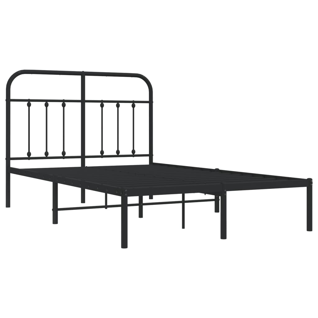 Bedframe Metaal 120 x 200 cm Zwart met hoofdbord