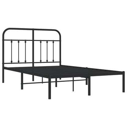 Bedframe Metaal 120 x 200 cm Zwart met hoofdbord