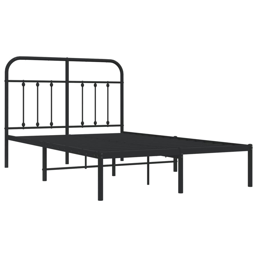 Bedframe Metaal 120 x 200 cm Zwart met hoofdbord