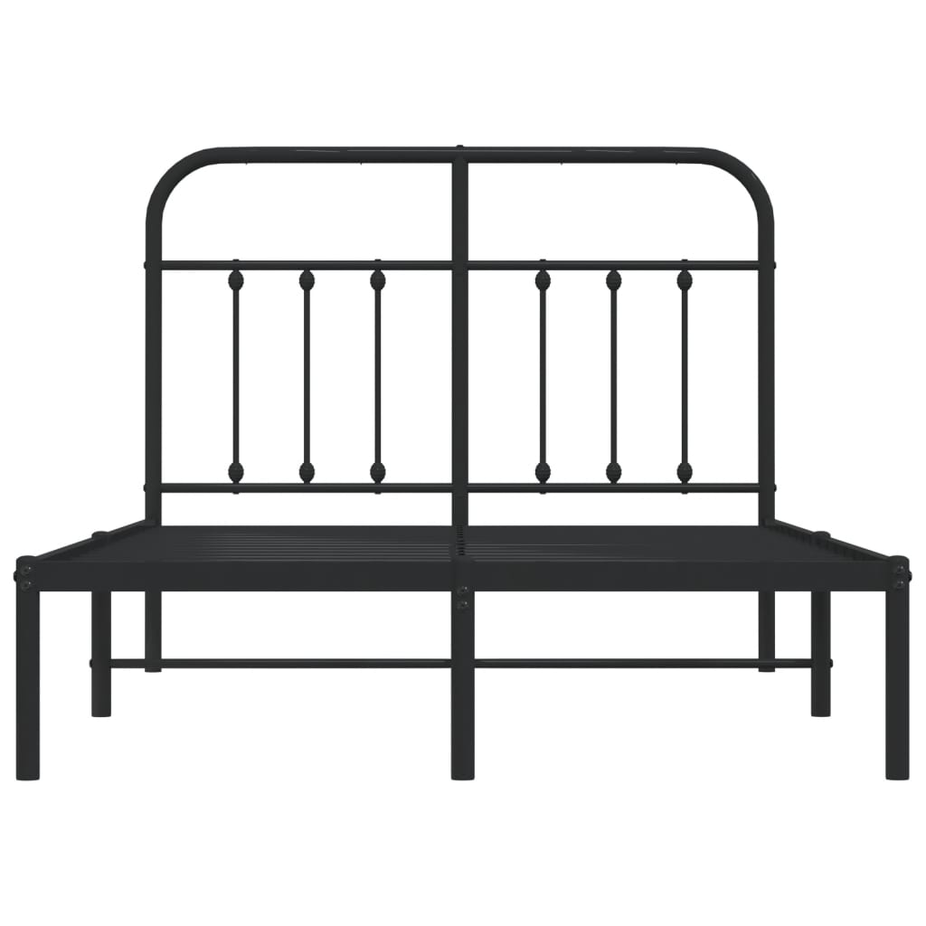 Bedframe Metaal 120 x 200 cm Zwart met hoofdbord