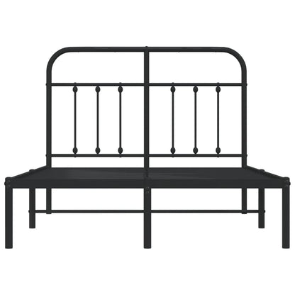 Bedframe Metaal 120 x 200 cm Zwart met hoofdbord