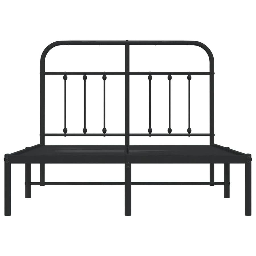 Bedframe Metaal 120 x 200 cm Zwart met hoofdbord