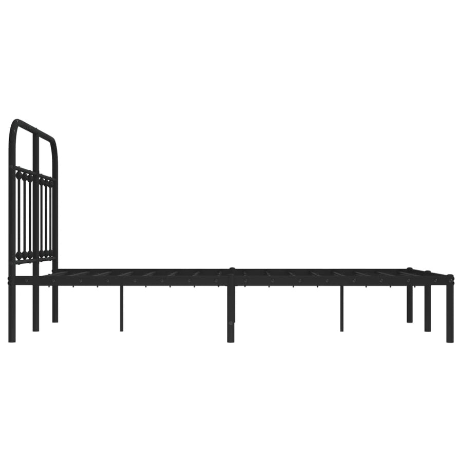 Bedframe Metaal 120 x 200 cm Zwart met hoofdbord