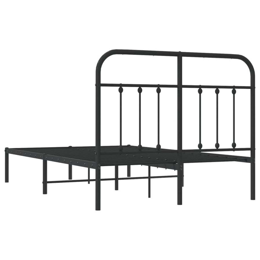 Bedframe Metaal 120 x 200 cm Zwart met hoofdbord