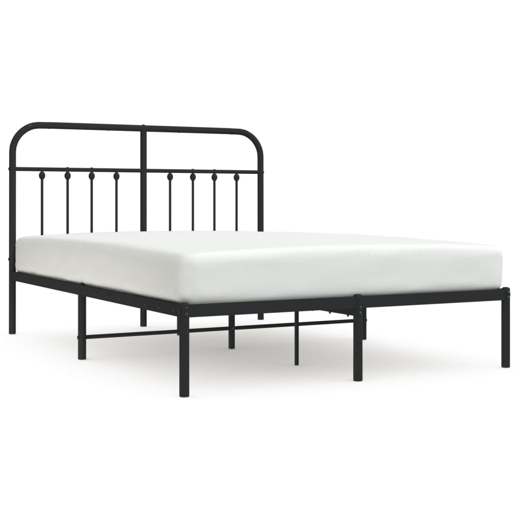 Bedframe Metaal 140 x 190 cm Zwart met hoofdbord