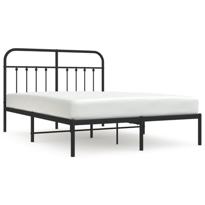 Bedframe Metaal 140 x 190 cm Zwart met hoofdbord