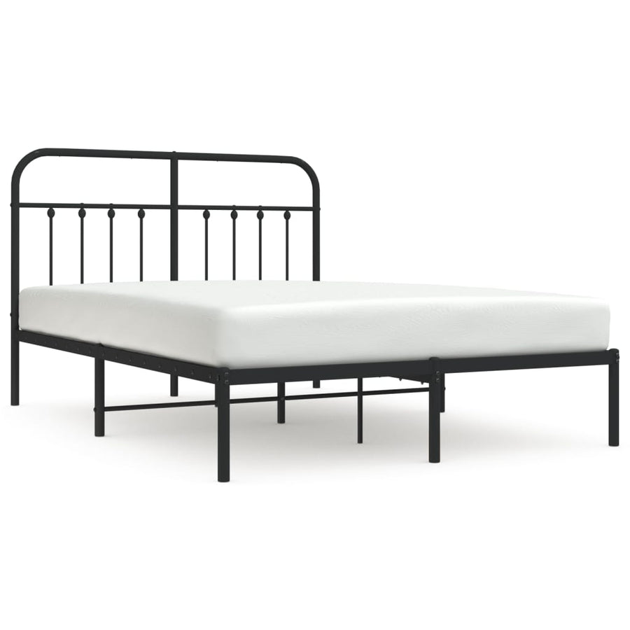 Bedframe Metaal 140 x 190 cm Zwart met hoofdbord