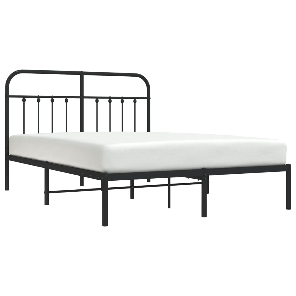 Bedframe Metaal 140 x 190 cm Zwart met hoofdbord