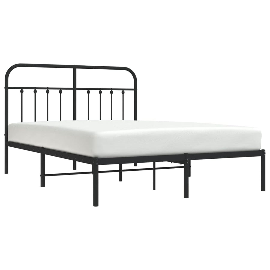Bedframe Metaal 140 x 190 cm Zwart met hoofdbord