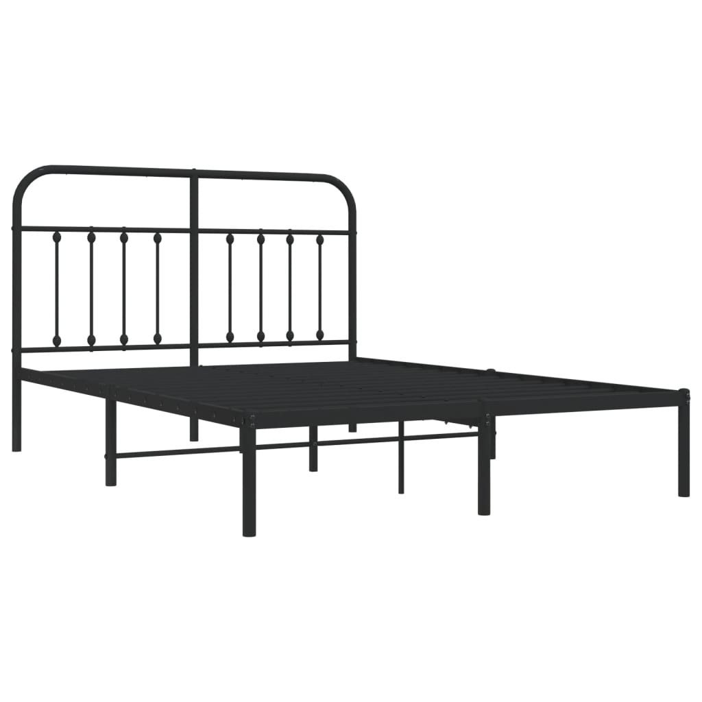 Bedframe Metaal 140 x 190 cm Zwart met hoofdbord