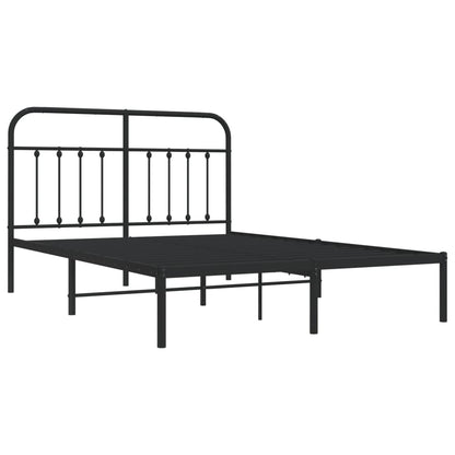 Bedframe Metaal 140 x 190 cm Zwart met hoofdbord