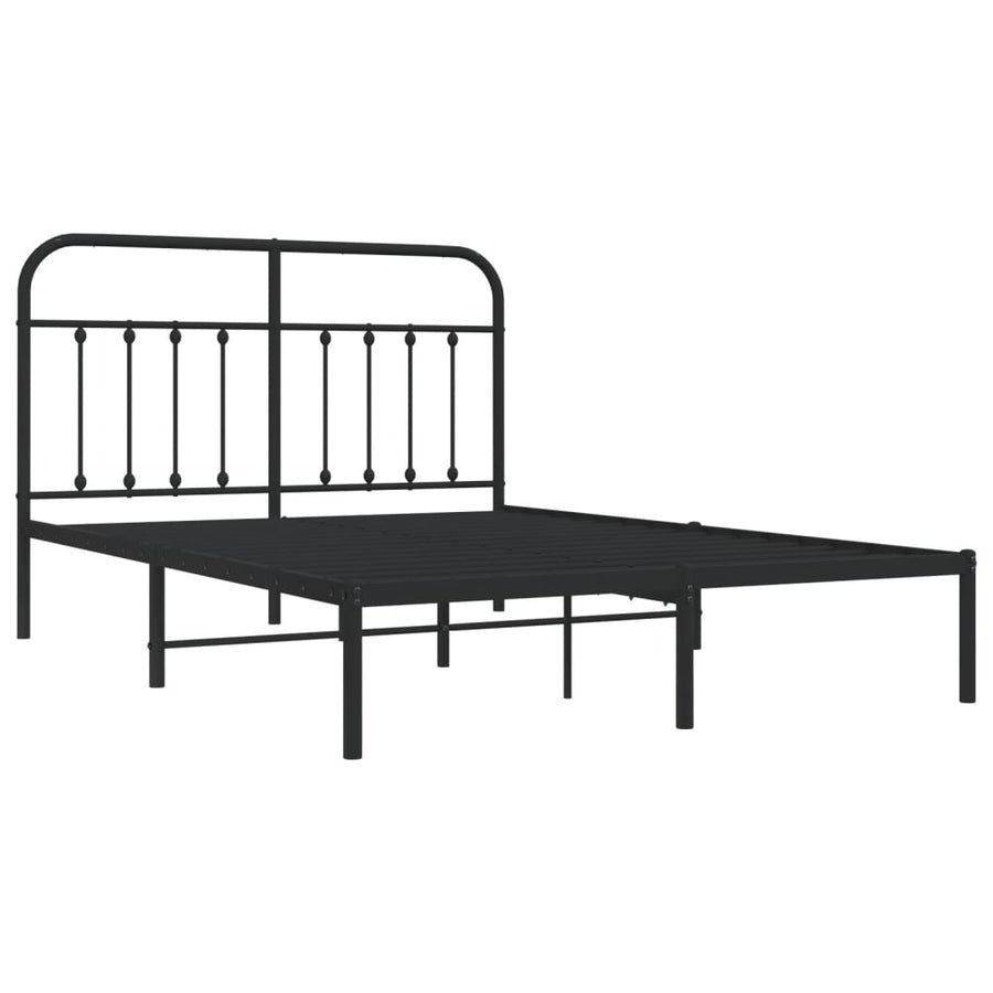 Bedframe Metaal 140 x 190 cm Zwart met hoofdbord