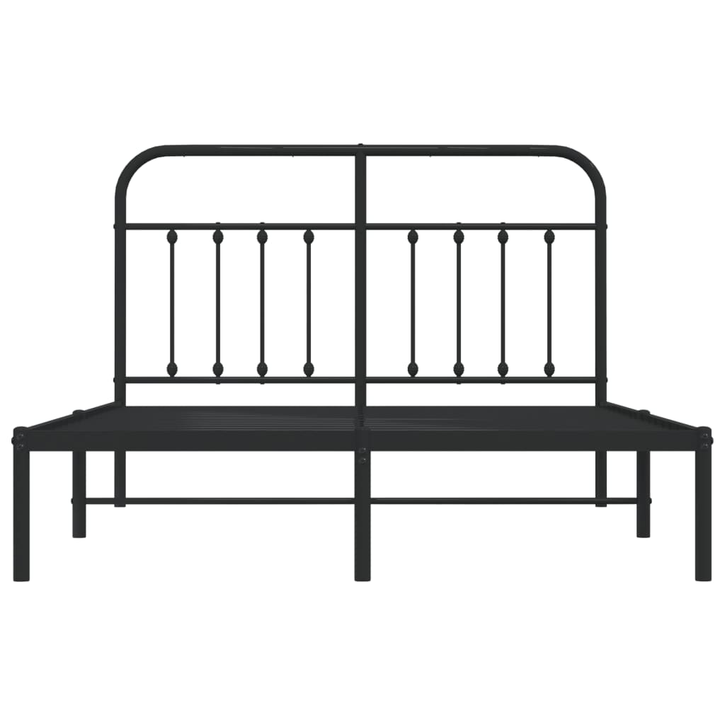 Bedframe Metaal 140 x 190 cm Zwart met hoofdbord