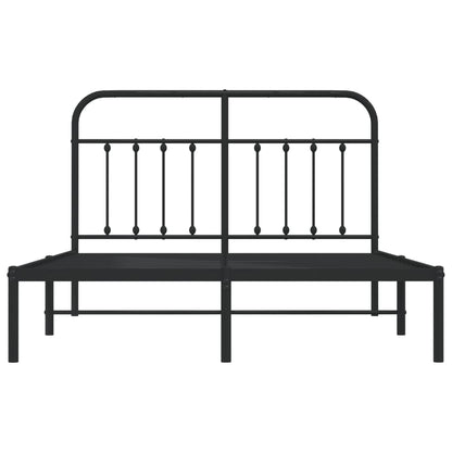 Bedframe Metaal 140 x 190 cm Zwart met hoofdbord