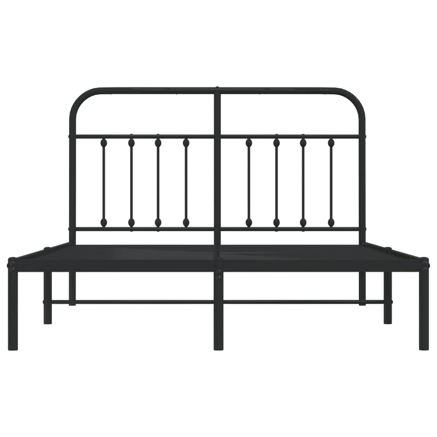 Bedframe Metaal 140 x 190 cm Zwart met hoofdbord