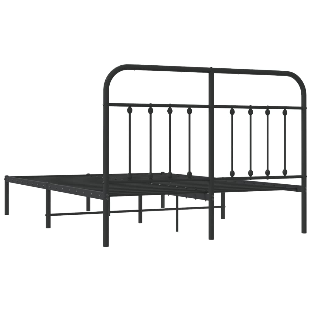 Bedframe Metaal 140 x 190 cm Zwart met hoofdbord