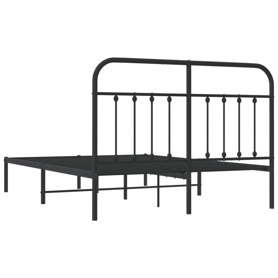 Bedframe Metaal 140 x 190 cm Zwart met hoofdbord
