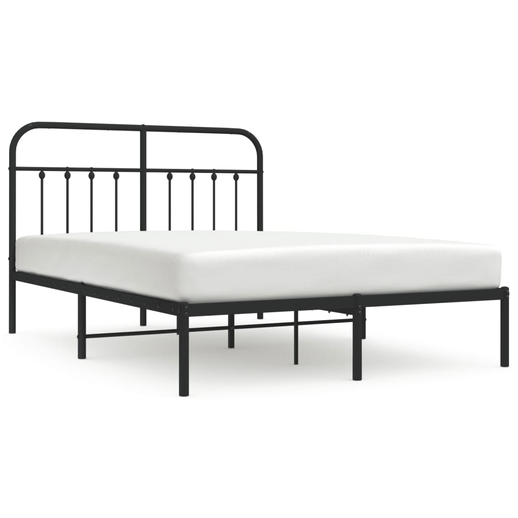 Bedframe Metaal 140 x 200 cm Zwart met hoofdbord