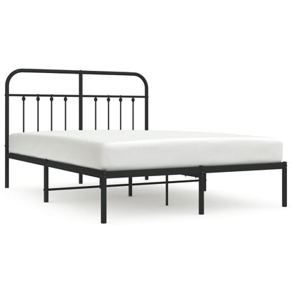 Bedframe Metaal 140 x 200 cm Zwart met hoofdbord