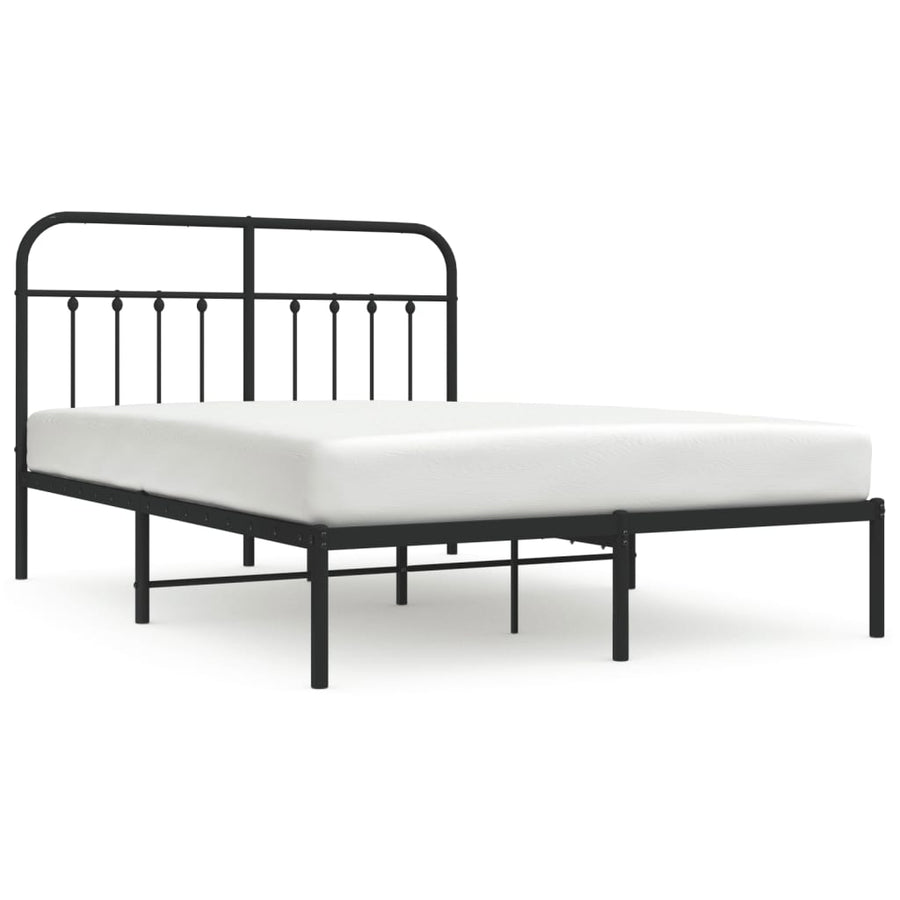 Bedframe Metaal 140 x 200 cm Zwart met hoofdbord