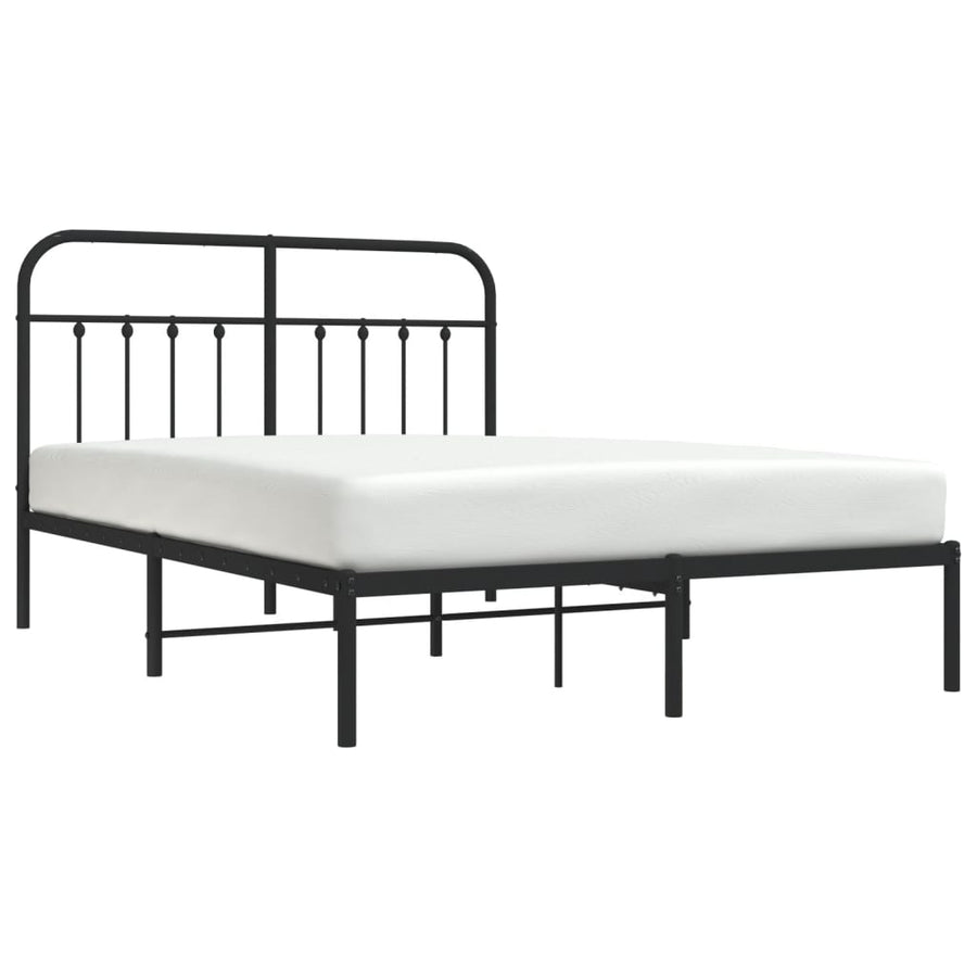 Bedframe Metaal 140 x 200 cm Zwart met hoofdbord