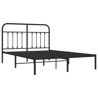Bedframe Metaal 140 x 200 cm Zwart met hoofdbord