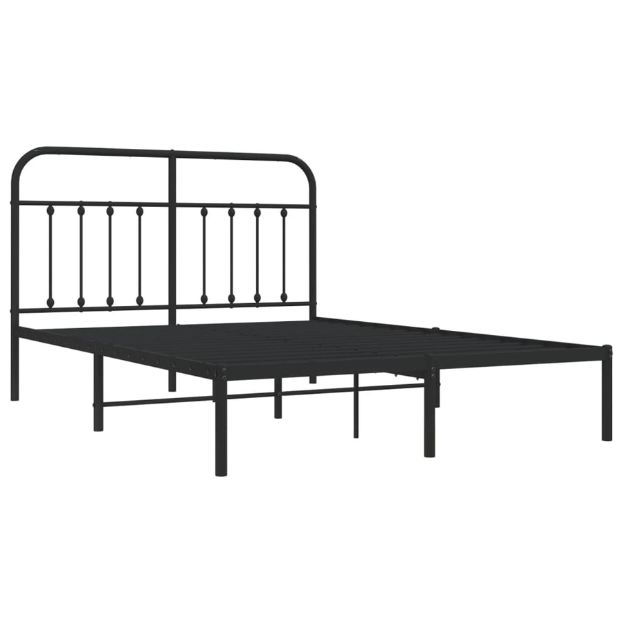 Bedframe Metaal 140 x 200 cm Zwart met hoofdbord