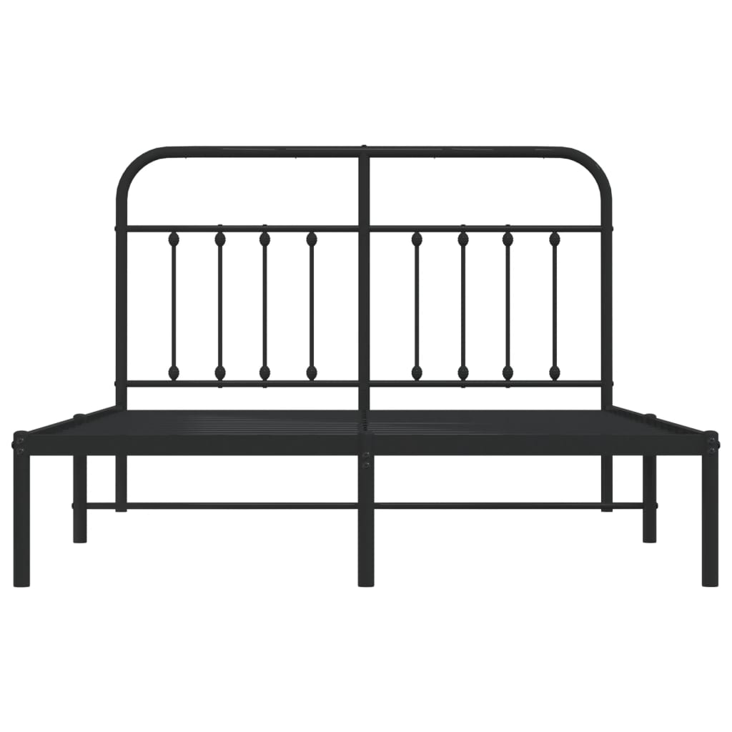 Bedframe Metaal 140 x 200 cm Zwart met hoofdbord