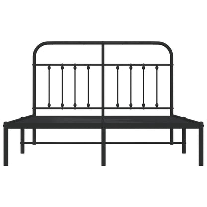 Bedframe Metaal 140 x 200 cm Zwart met hoofdbord