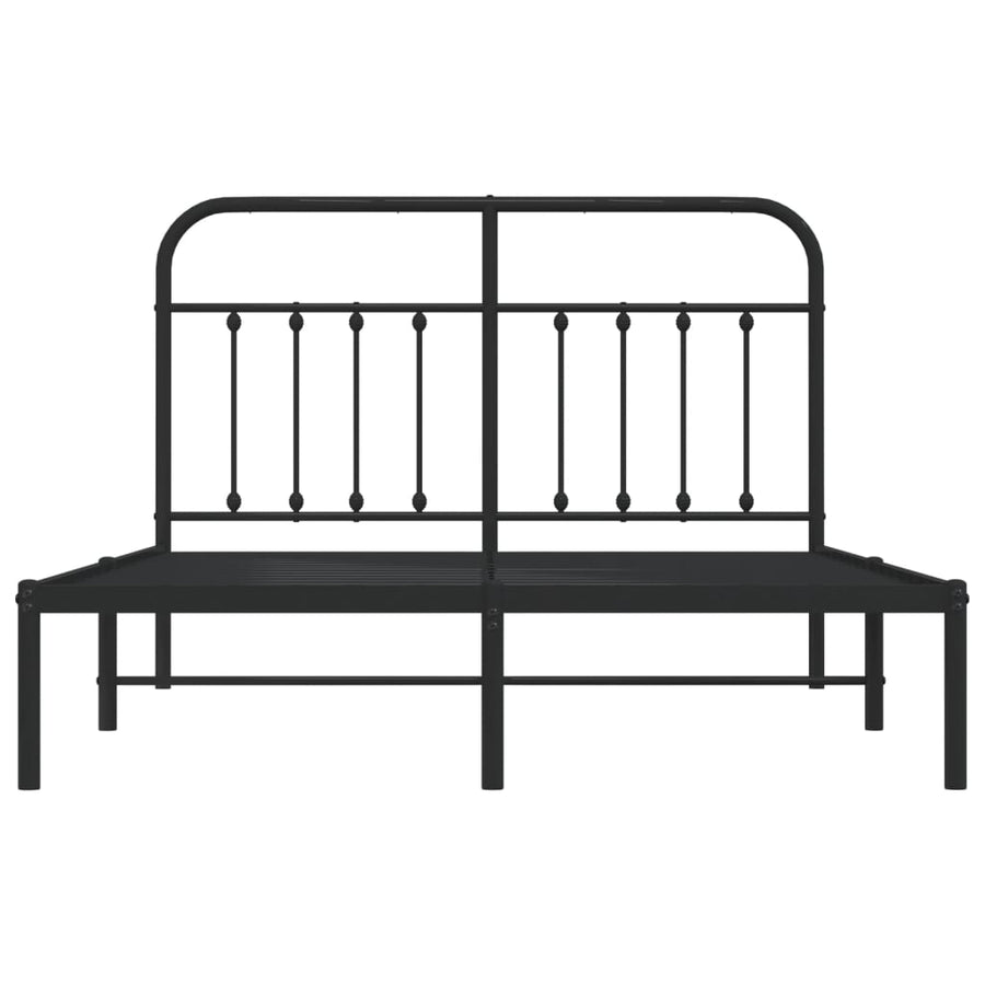 Bedframe Metaal 140 x 200 cm Zwart met hoofdbord