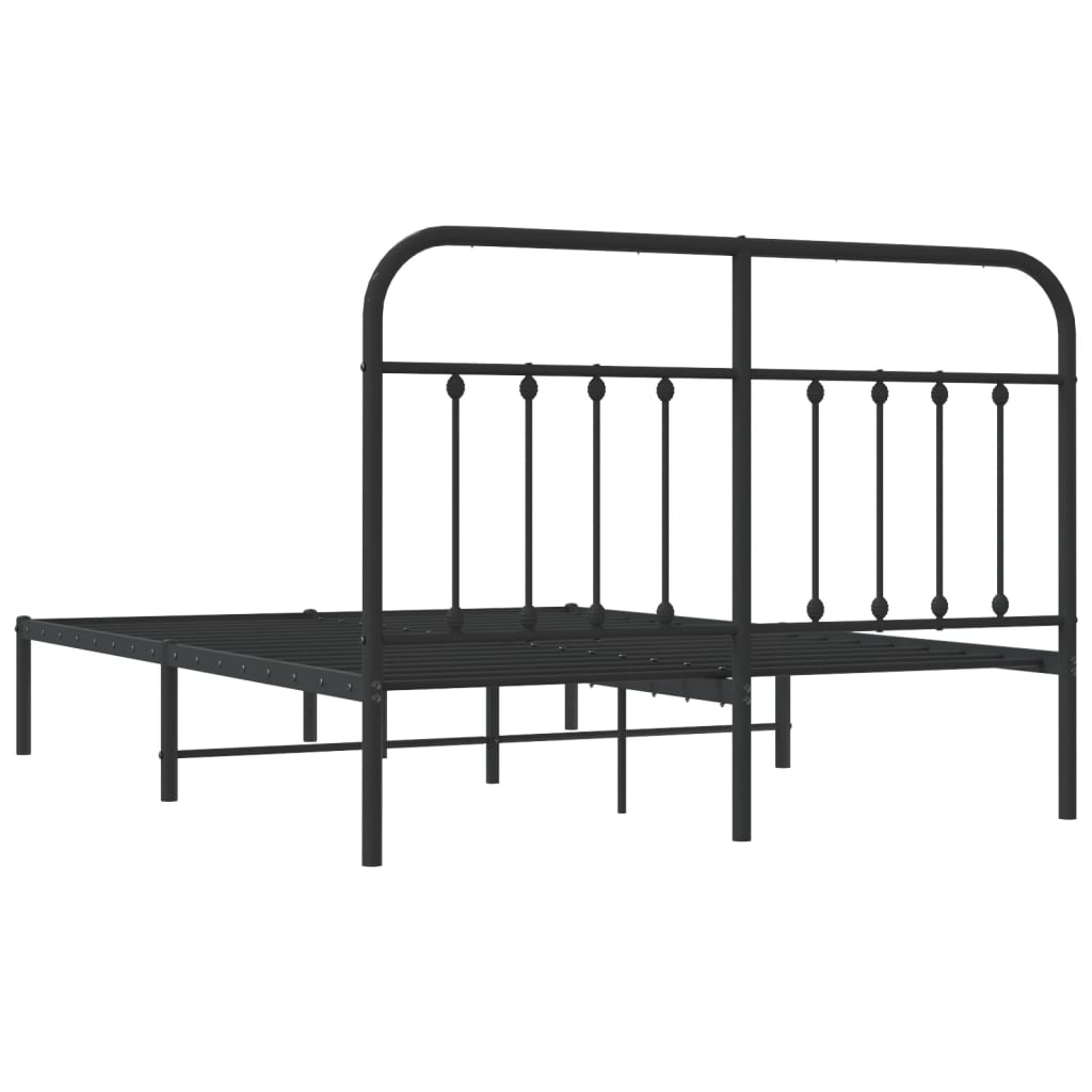Bedframe Metaal 140 x 200 cm Zwart met hoofdbord