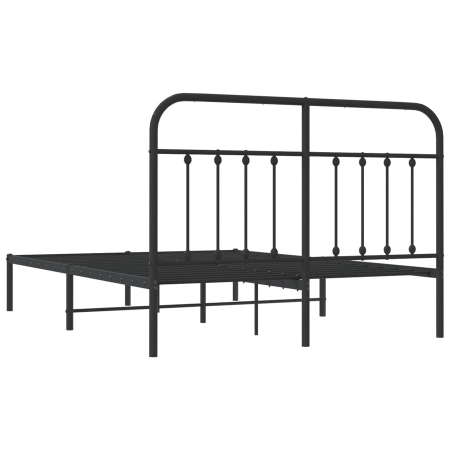 Bedframe Metaal 140 x 200 cm Zwart met hoofdbord