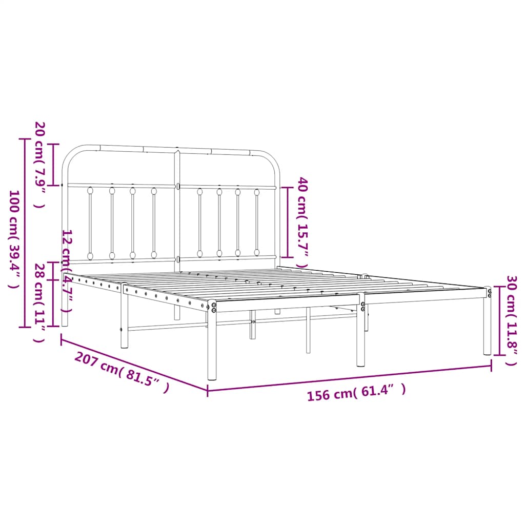 Bedframe Metaal 150 x 200 cm