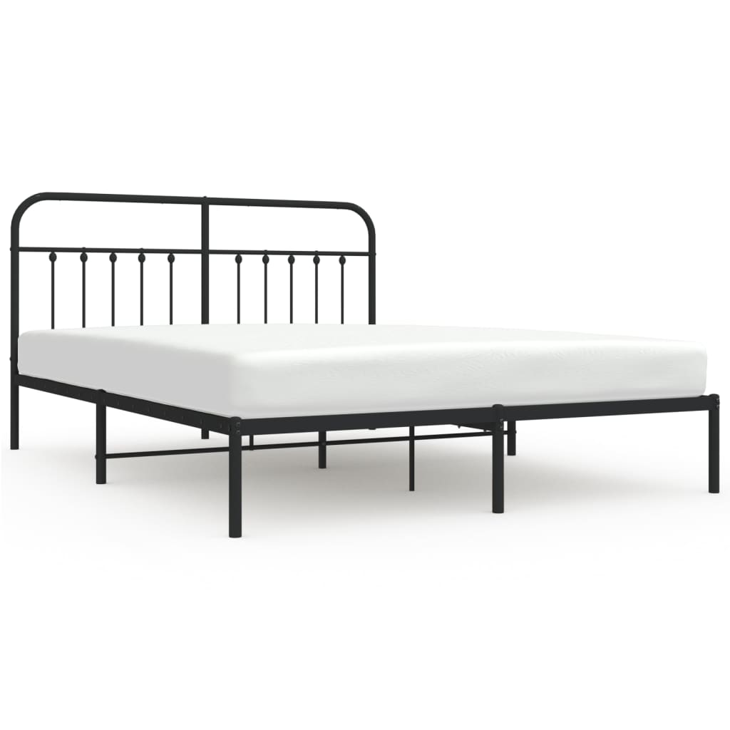Bedframe Metaal 183 x 213 cm Zwart met hoofdbord