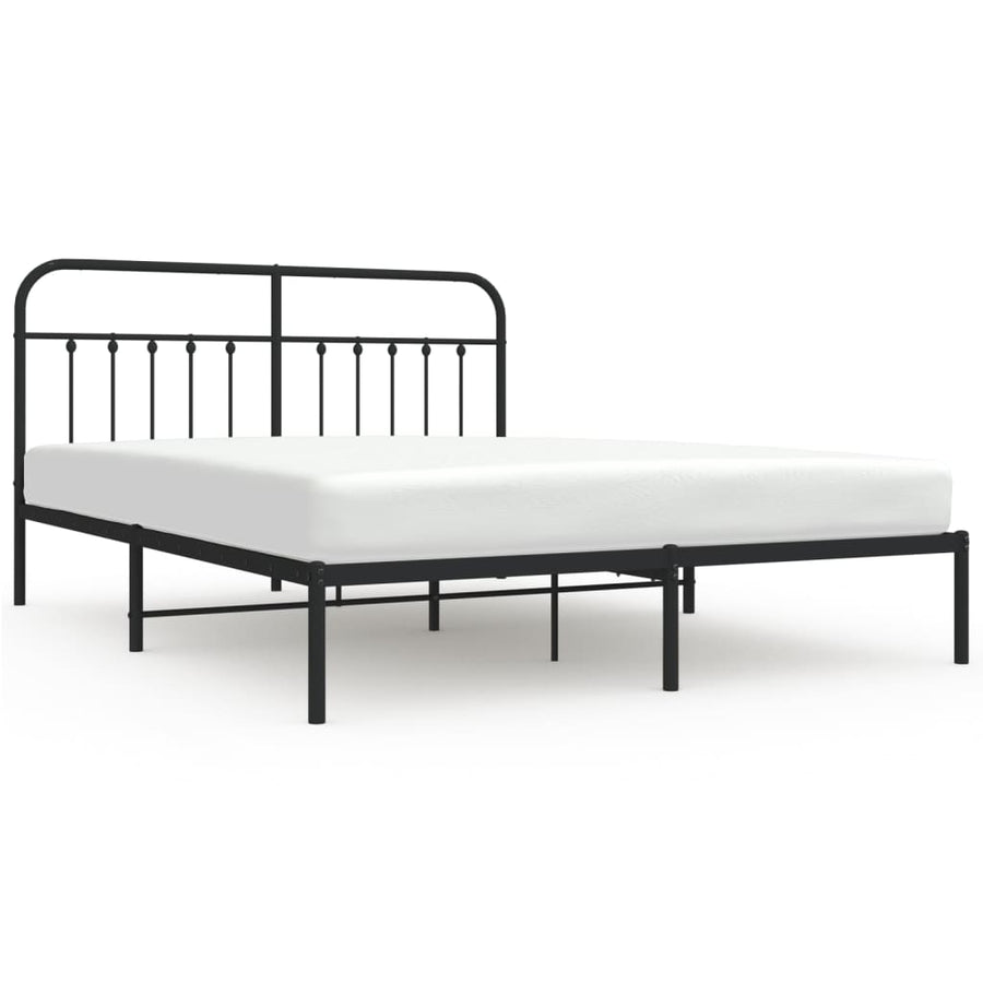 Bedframe Metaal 183 x 213 cm Zwart met hoofdbord