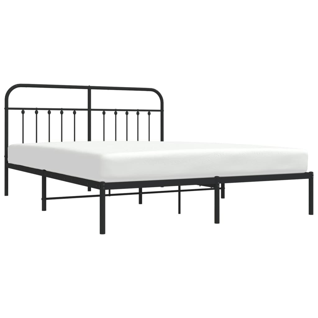 Bedframe Metaal 183 x 213 cm Zwart met hoofdbord